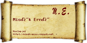 Misák Ernő névjegykártya